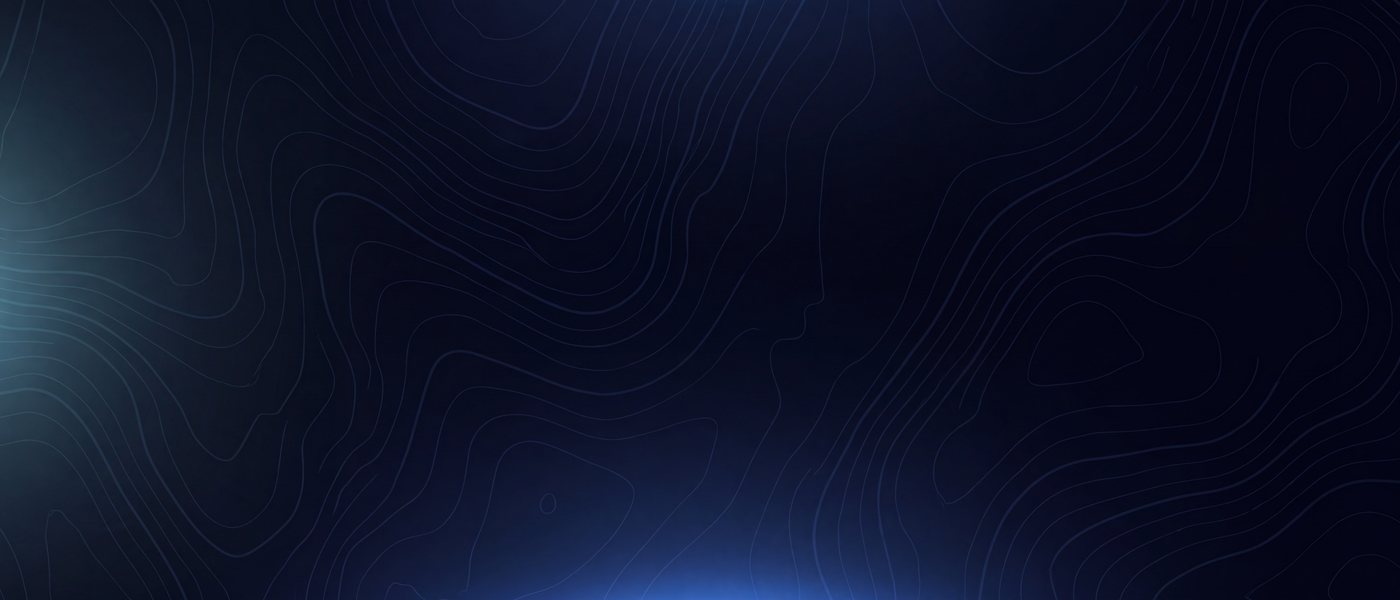 A deep navy field with faint contour lines and a low electric-blue glow